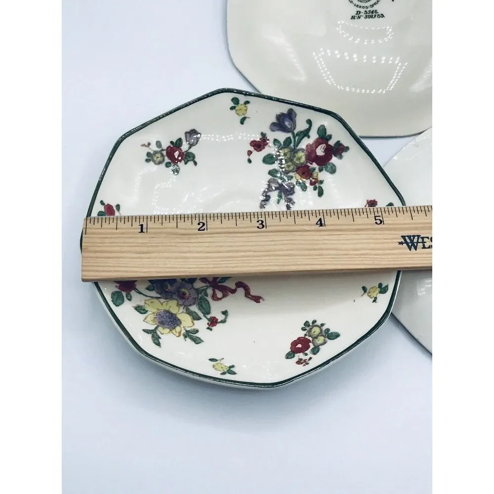 Royal Doulton Old Leeds Sprays D3548‎ 3Cups & 3 Saucers England 1920s